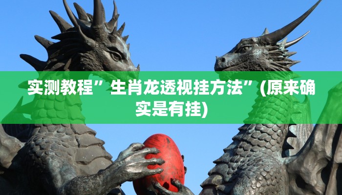 实测教程”生肖龙透视挂方法”(原来确实是有挂)