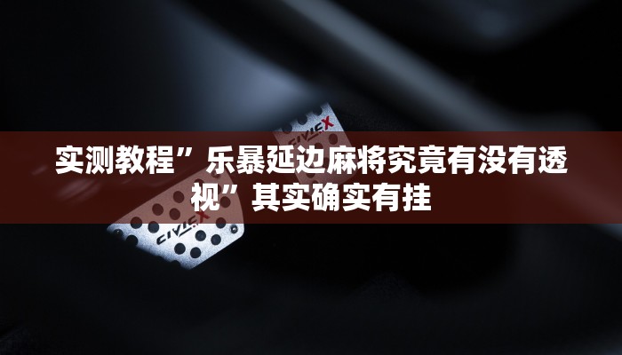 实测教程”乐暴延边麻将究竟有没有透视”其实确实有挂
