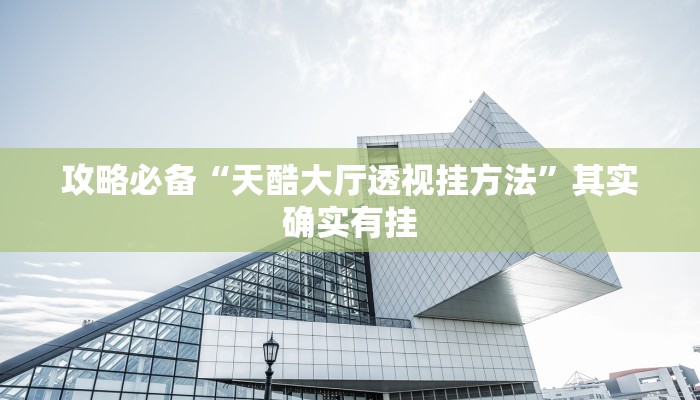 攻略必备“天酷大厅透视挂方法”其实确实有挂
